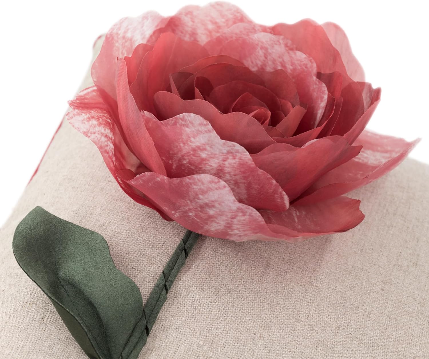 KINGROSE Red Rose Throw Pillow Cover 3D Flower Pillow Case Decorative Square Cushion Cover for Valentine's Day Sofa Bed Living Room Couch 18 x 18 Inches Red