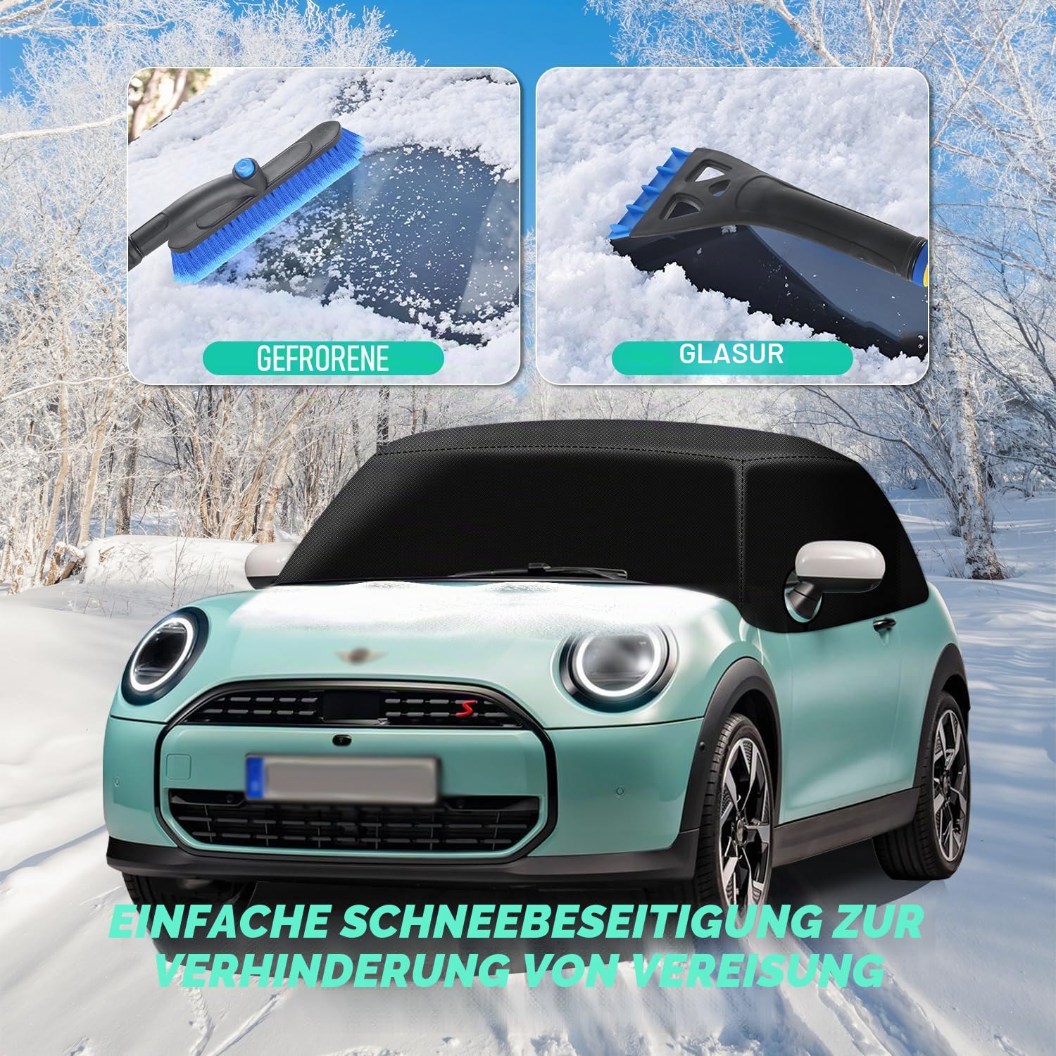 BMW Mini Cooper Cabrio R52 R57 F57 Halbgarage 600D Oxford-Gewebe Soft-Top-Dachschutzabdeckung Wetterfest 2005-2023