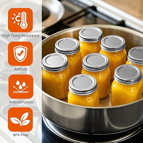 Miniatura 4 de Aliggbent 130 tapas para conservas de boca regular de 2.756 in, herméticas tipo dividido, para tarros Mason de boca regular, a prueba de fugas