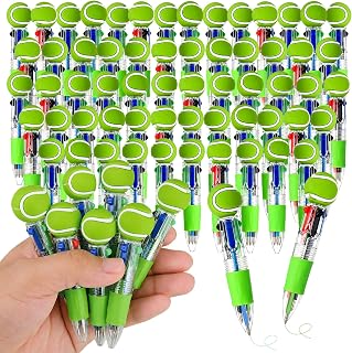Tennis Party Favors Tennis Pens Mini Multicolor Pen in One Cute Fun 4-in-1 Pens Bulk Cool Ballpoint Pen for Birthday Gifts Teacher Supplies (Tennis, 60)