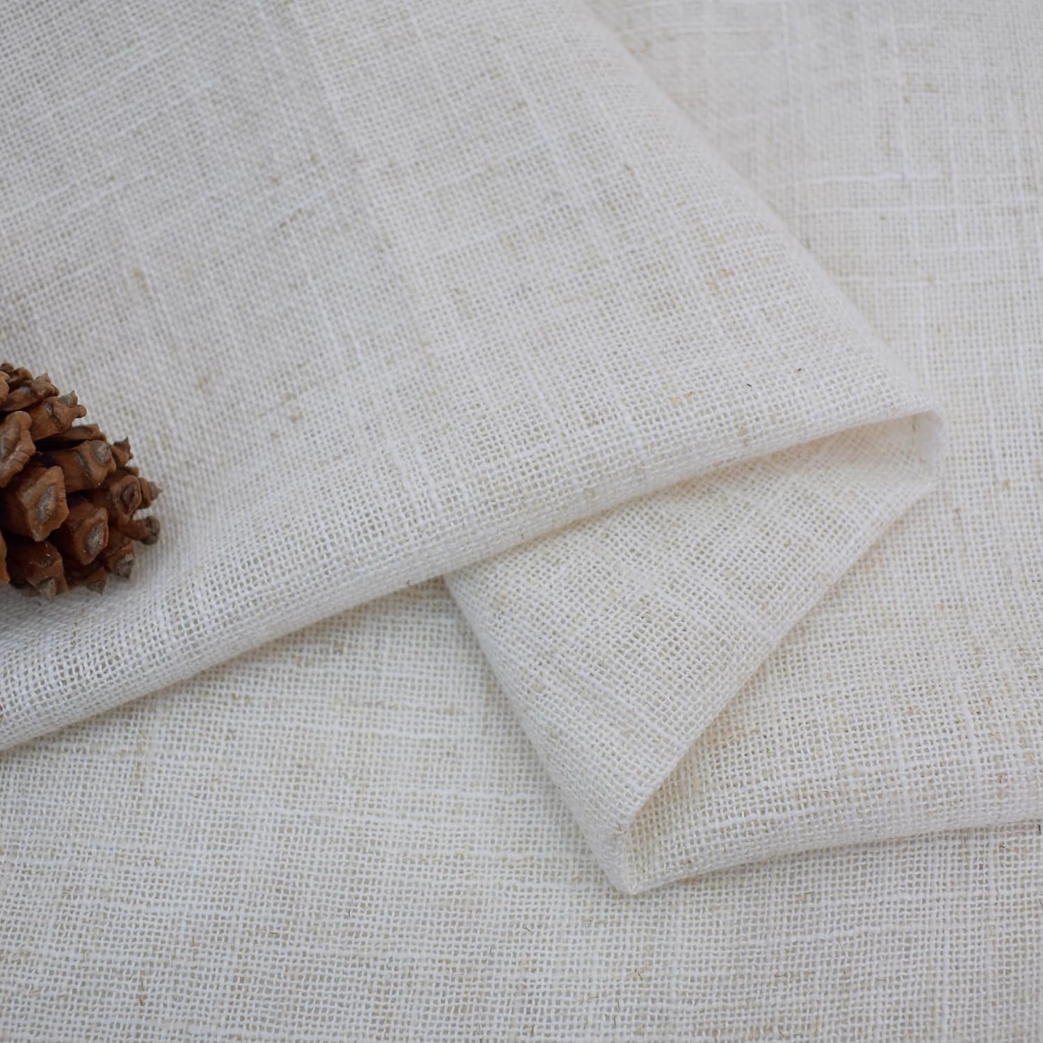 Beige Sheer Tier Curtains 24 inch Natural Crude Linen Textured Short Small Mini Cafe Kitchen Curtains over Sink Vintage Rustic Farmhouse Cabinet Caravan Door Bathroom 2 Panelss Rod Pocket 34"x24"