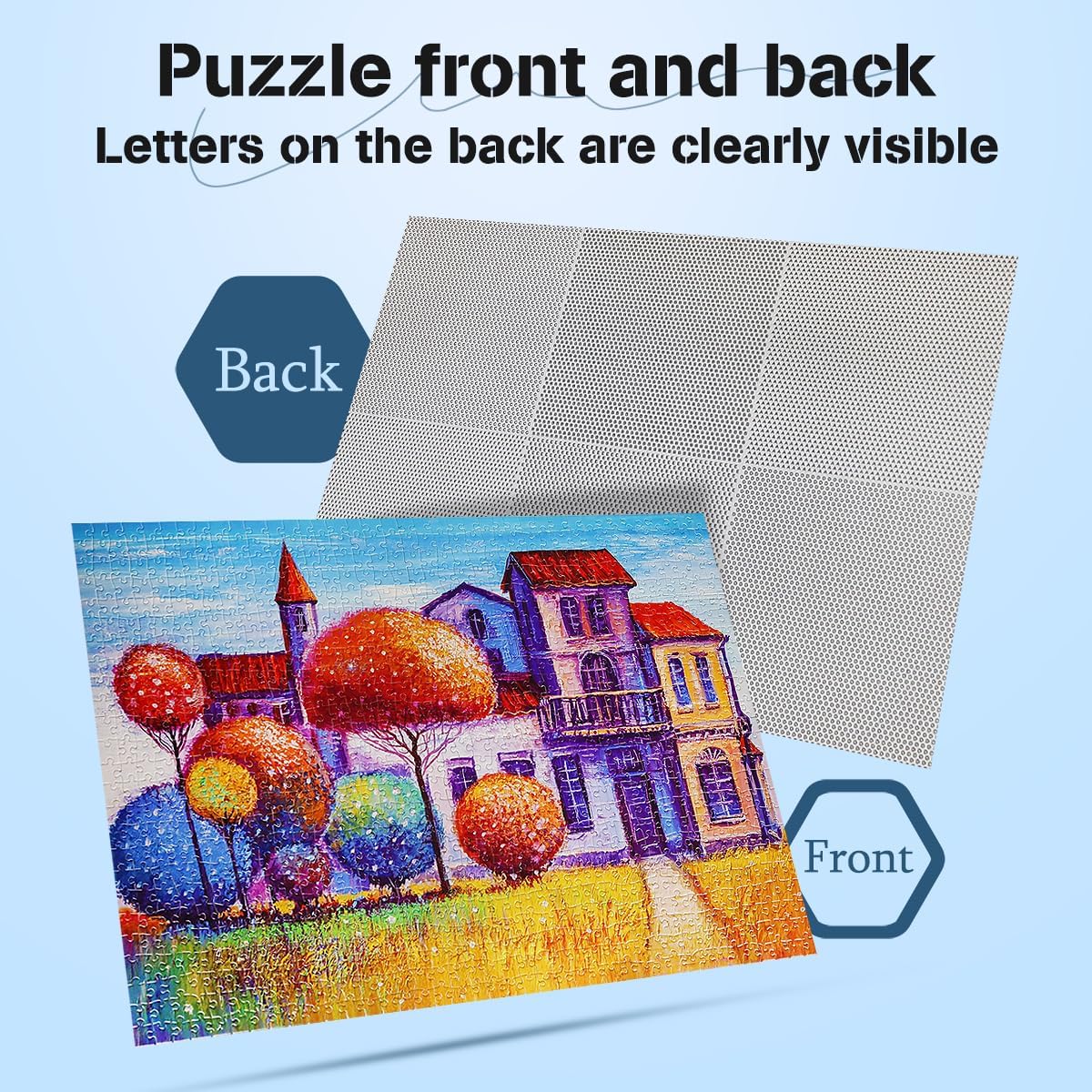 MISITU 1000 Pieces Jigsaw Puzzles for Adults Oil Painting Jigsaw Puzzles 1000-Pieces Puzzles Hard Difficult Challenging Puzzles for Teen Colourful Tree of Houses Puzzle 28 x 20 inch