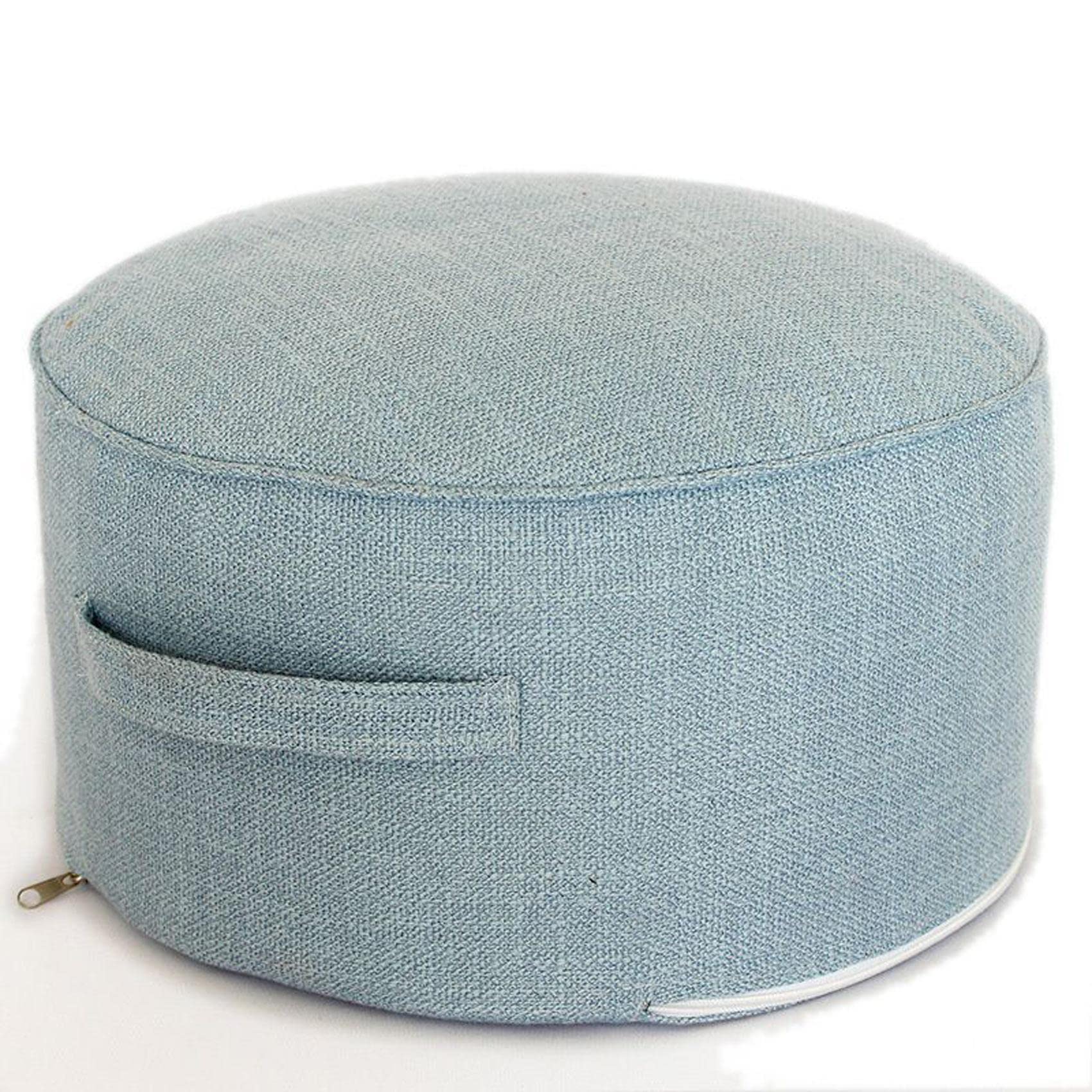 Banc à chaussures bleu clair en coton et lin 40x40x20 cm pour l'entrée