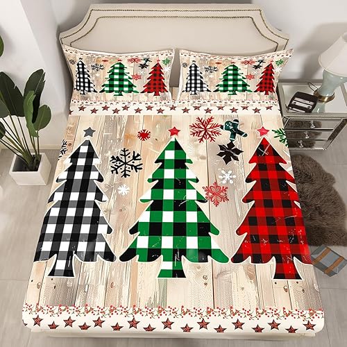 Miniatura 9 de Manfei Juego de sábanas de Navidad con diseño de muñeco de nieve para niños, tamaño matrimonial, juego de ropa de cama de invierno con copo de nieve