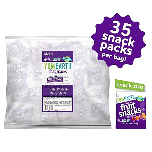 Miniatura 3 de YumEarth Snacks de frutas orgánicas (paquete de 35)  Paquetes de aperitivos de 0.7 onzas, aptas para alérgicos, sin gluten, sin OMG, sin tintes