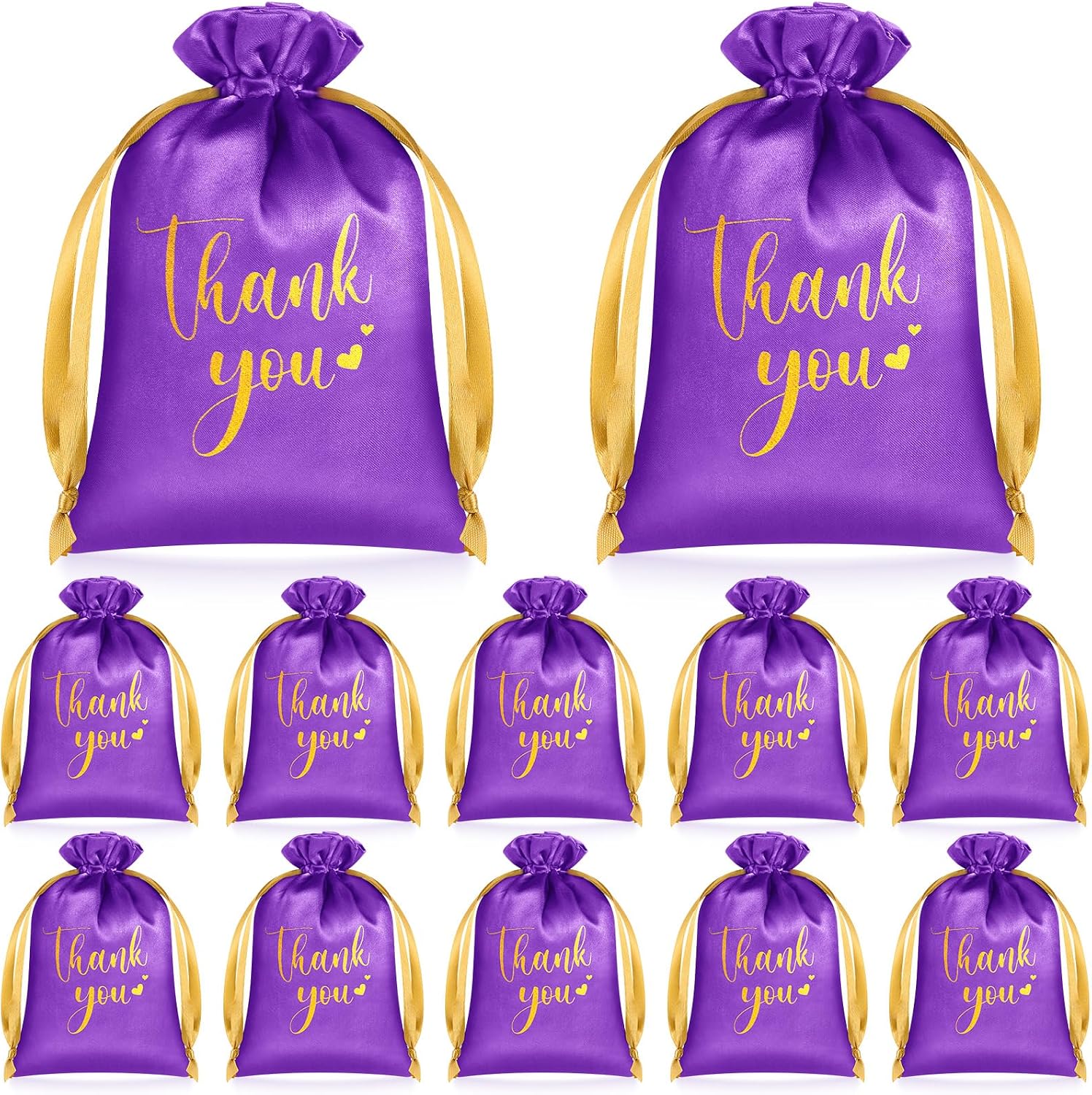 PerKoop 30 Pcs Thank You Wedding Satin Gift Bag 5x7 Inch Bag, Dark Purple