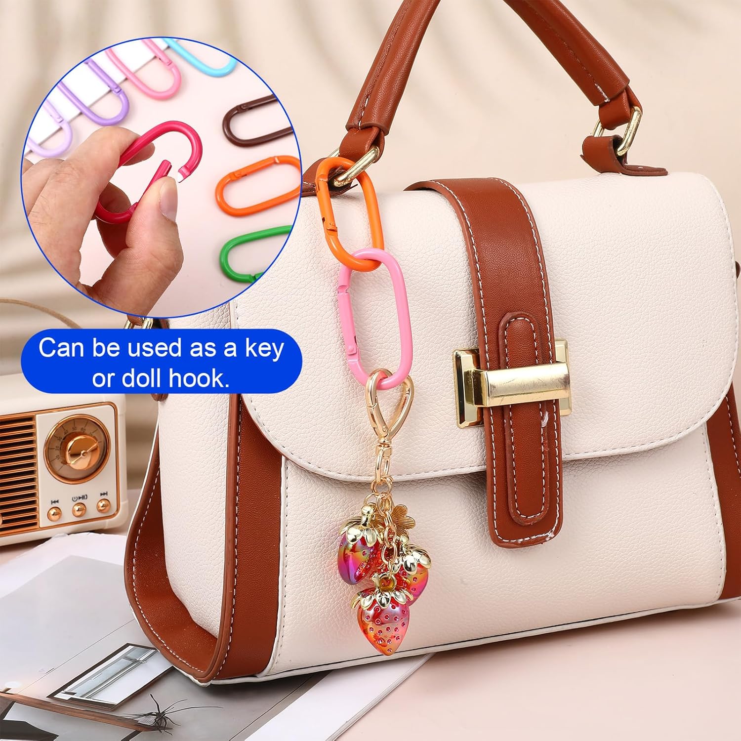 16 Pcs Oval Shape Carabiner Keychain Clips Cut Carabiners Clip Heavy Duty Snap Bag Hook Multicolor Aluminum Carabiner for Climbing Outdoor Camping Fish Hiking Pet Home Hammock Dog Tags Backpack - Image 4