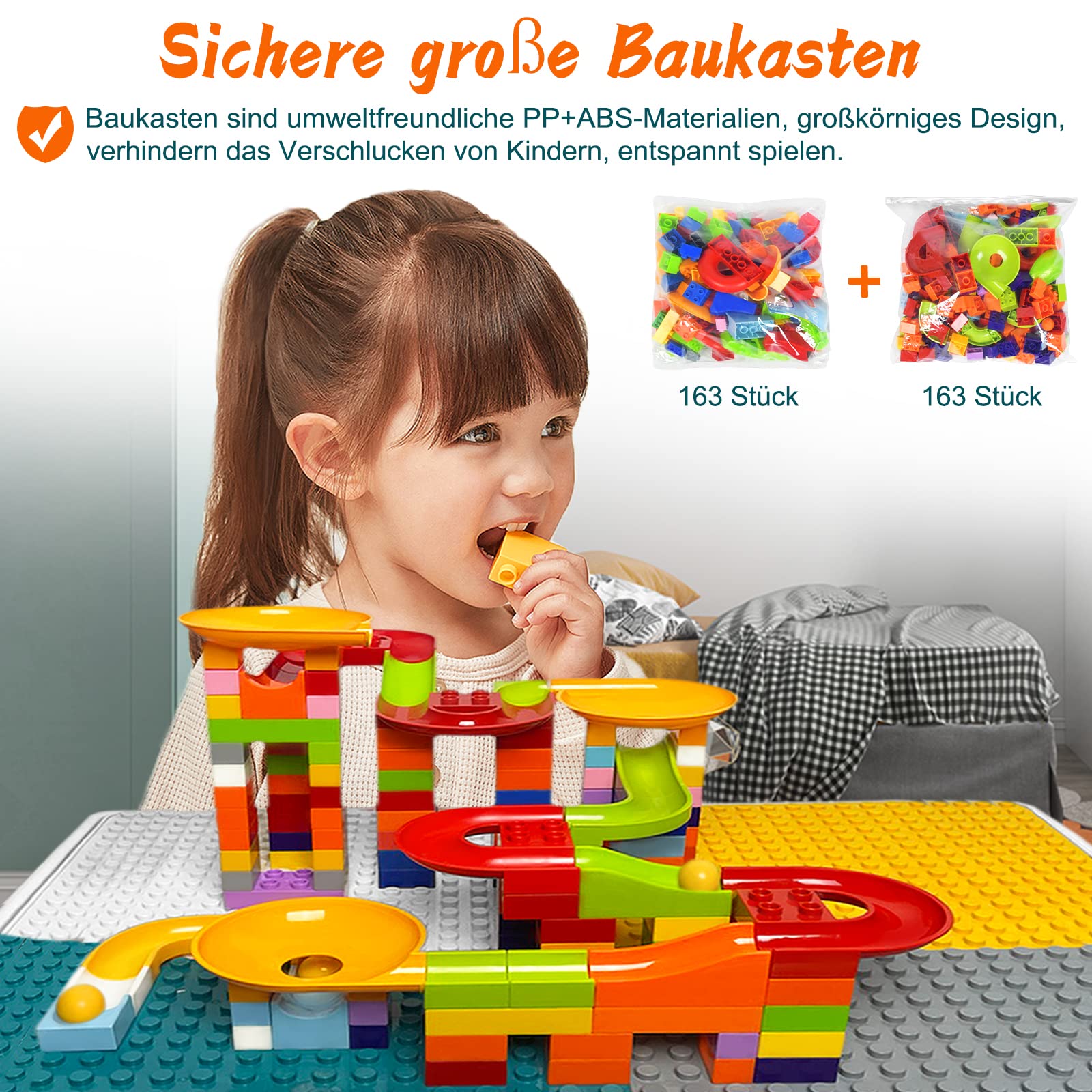 AufuN Höhenverstellbarer Kindertisch mit Stühlen Set 6 in 1 Bausteine Spieltisch, großes multifunktionales Set mit 163 Stücken, 2 Stühle, Geschenk für Jungen und Mädchen