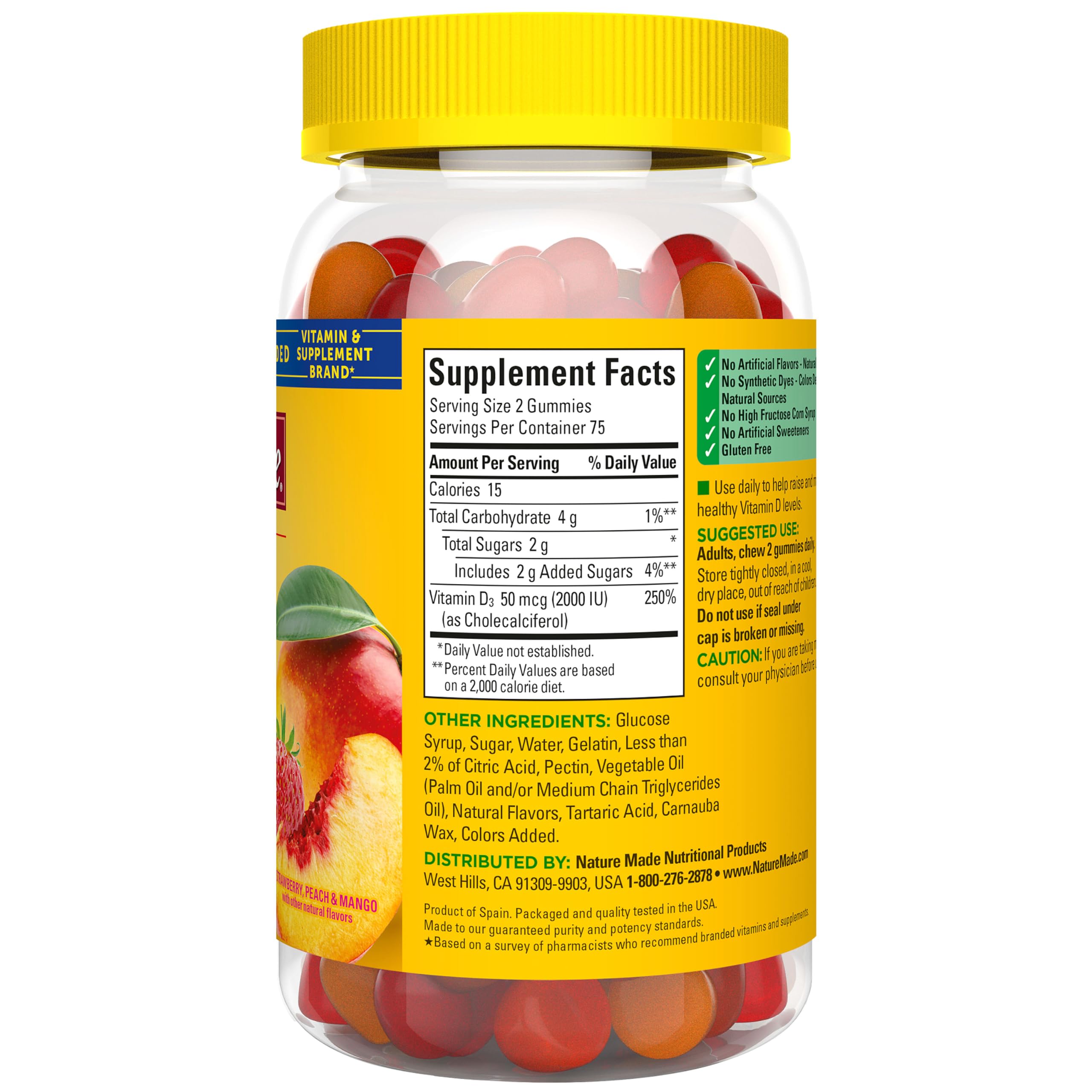 Nature Made Vitamin D3 2000 IU (50 mcg) per Serving, 150 Vitamin D Gummies — Amazon image 8