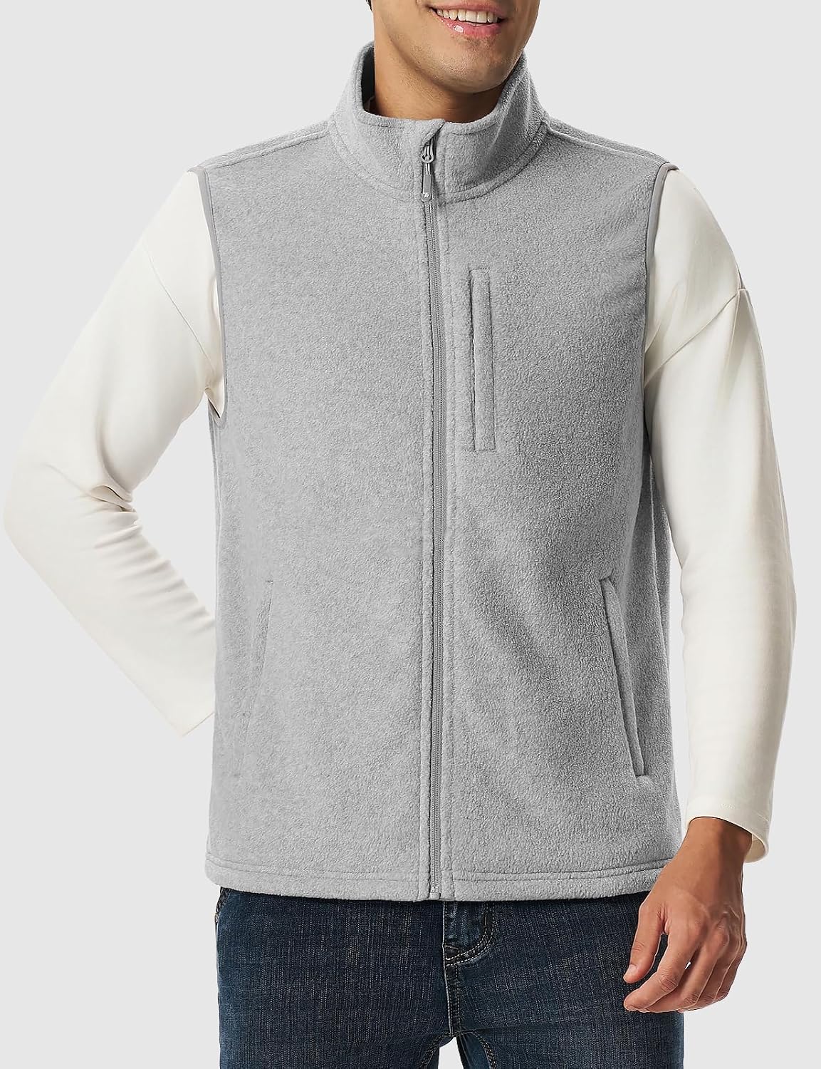 Rdruko Men's Lightweight Fleece Vests Outerwear Full Zip Polar Vest