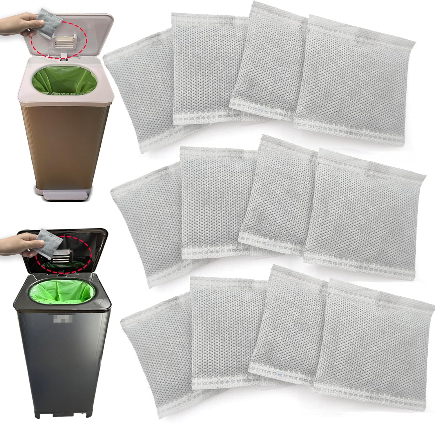 Compost Bin Deodorizers Carbon Filters Compatible with Compost Genie Kitchen Compost Bin, Replacement Coconut Shell Activated Carbon Purifying Deodorizer, 12 Pack