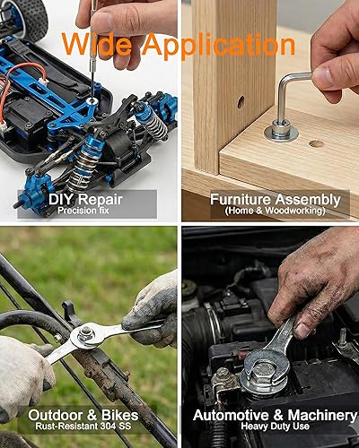 Miniatura 6 de YoSpciaNe Kit surtido de arandelas planas, juego de arandelas de metal de acero inoxidable 304, métricas M3M12 con más arandelas planas M6 y M8, 405