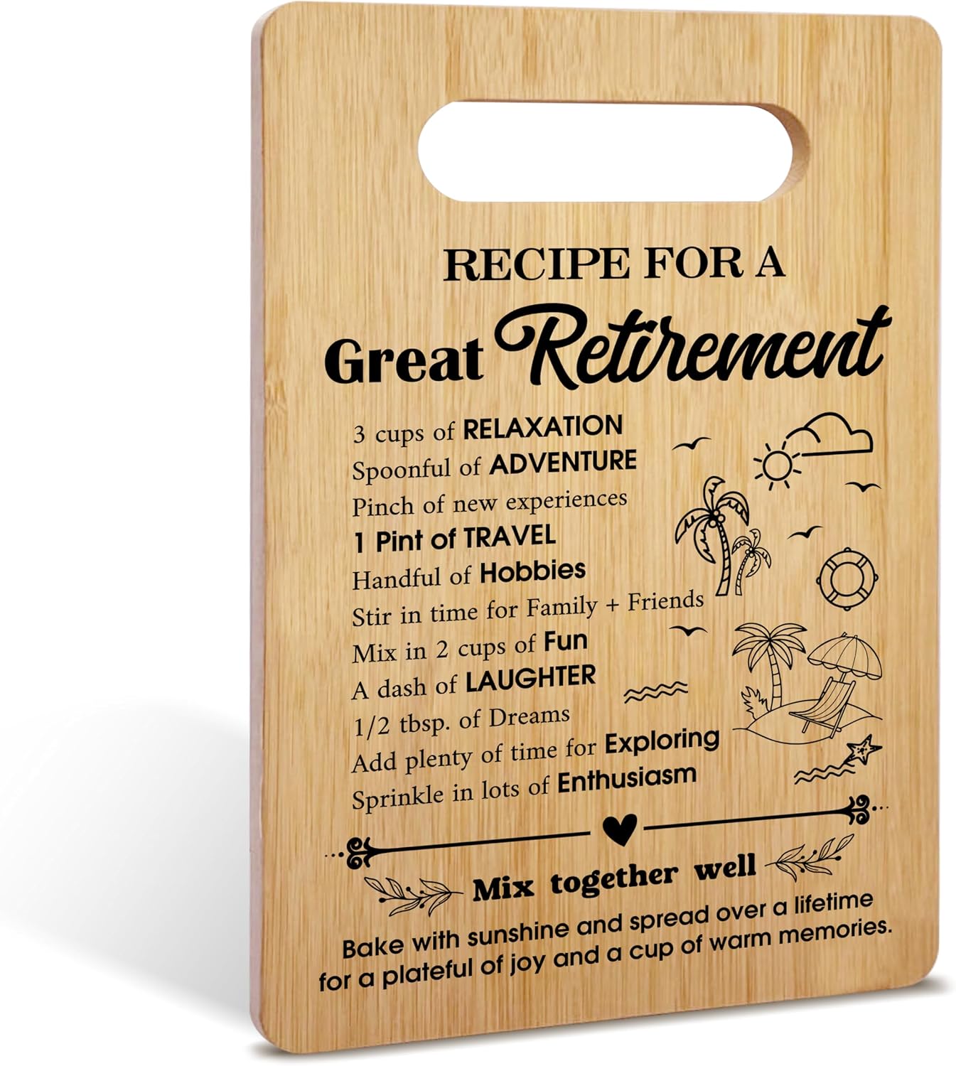 Retirement Gifts For Women Man, Recipe For A Great Retirement Bamboo Cutting Board, Farewell Gifts For Coworkers, Retired Cutting Boards For Mom Grandma Boss, Home Kitchen Decorations -51