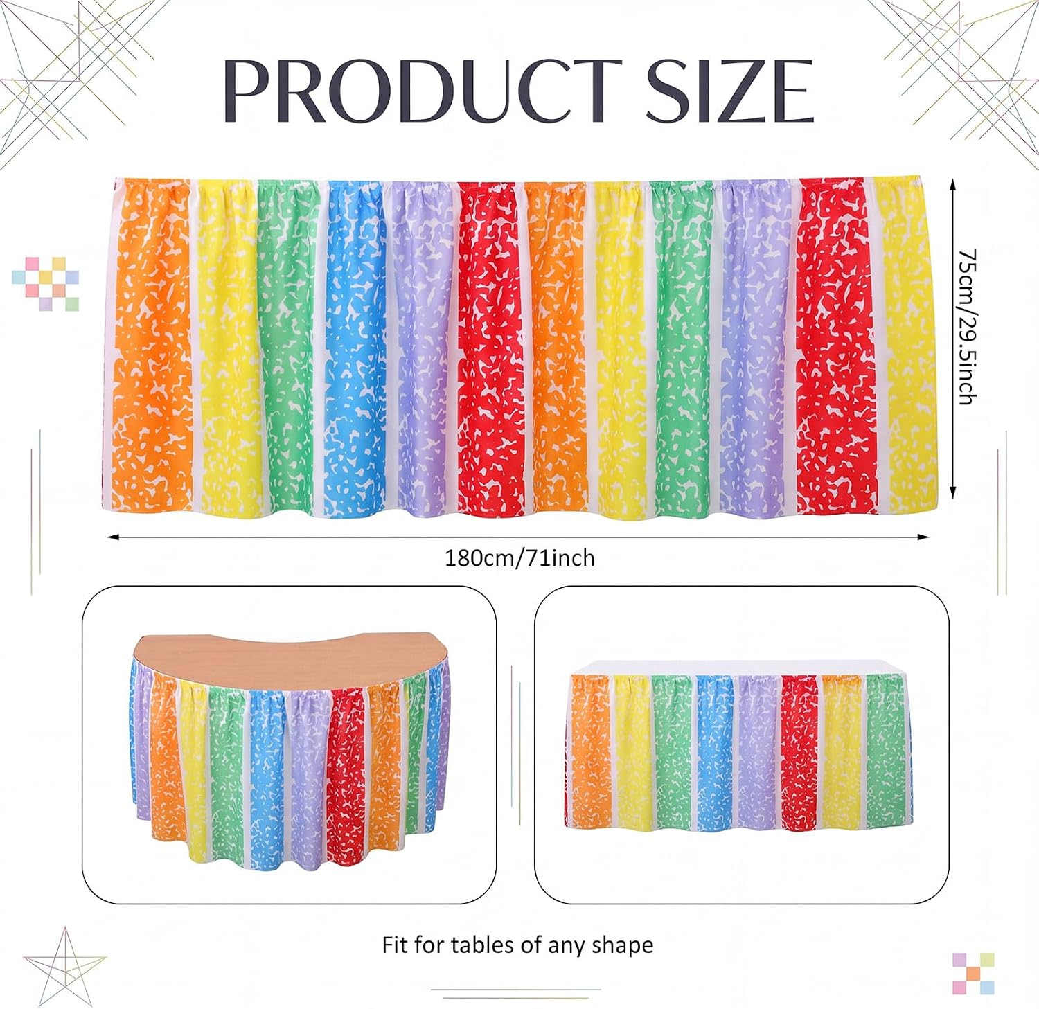 Breling 6 ft Colorful Composition Teacher Desk Skirts for Classroom image 2