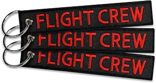 AIXEPA Flight Crew Black/Red Fabric Keychain 5.5" x 1" (3-Pack)