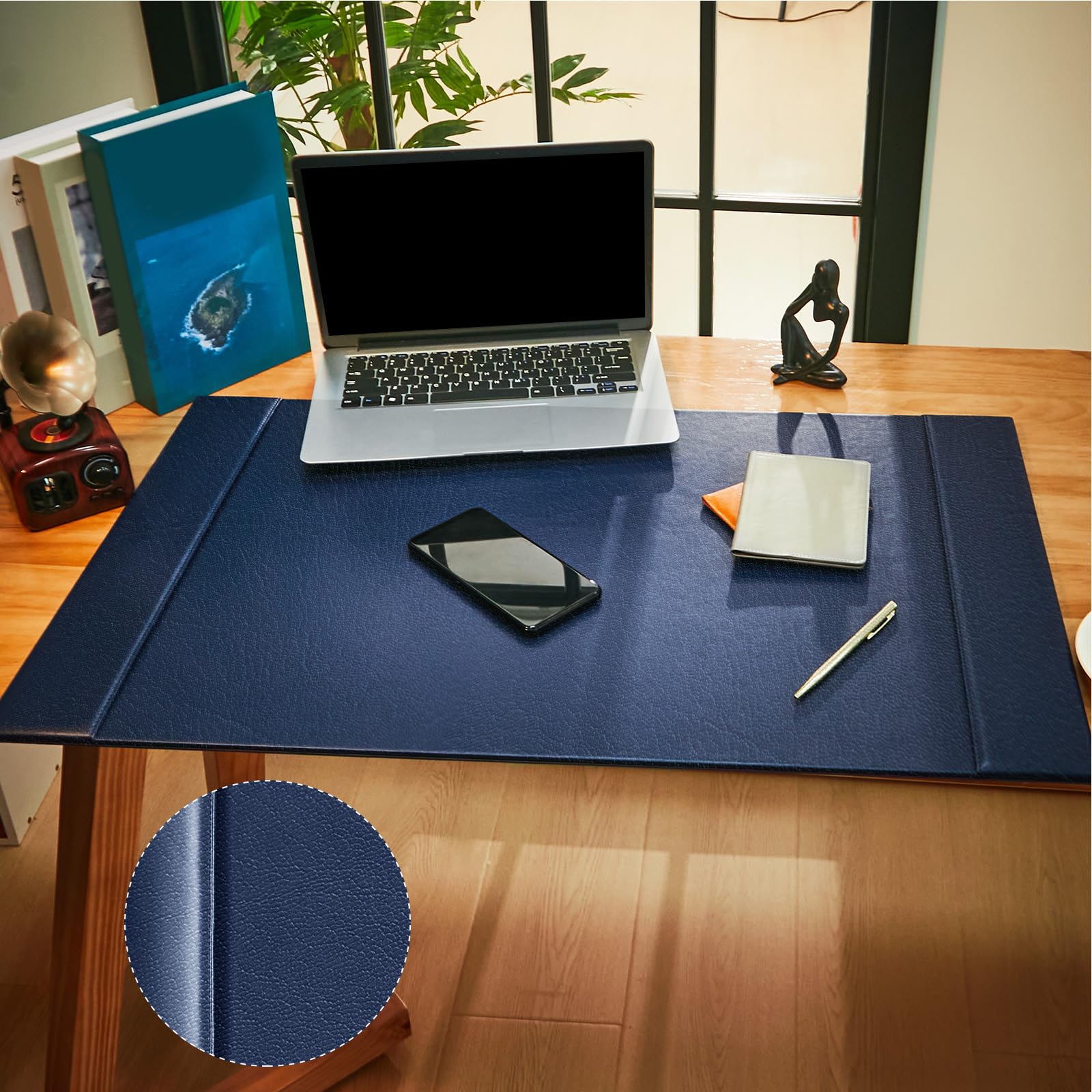 Schreibtischunterlage aus Leder, 76,2 x 45,7 cm, Leder-Schreibunterlage mit Seitenschienen, Executive-Leder-Schreibtischunterlage für Büro, Zuhause, Arbeitsplatz, Schreibtisch, Schreibfläche