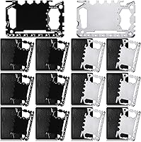 Vista 13 de Cholemy 12 carteras para tarjetas de crédito, multiherramienta 46 en 1, herramienta de bolsillo de supervivencia de acero inoxidable multiusos, Negro