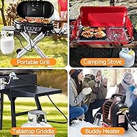 Vista 5 de GasSaf Manguera de propano de 5 pies, adaptador de propano convertidor de 1 libra a 20 libras, manguera de parrilla de gas de tanque de propano