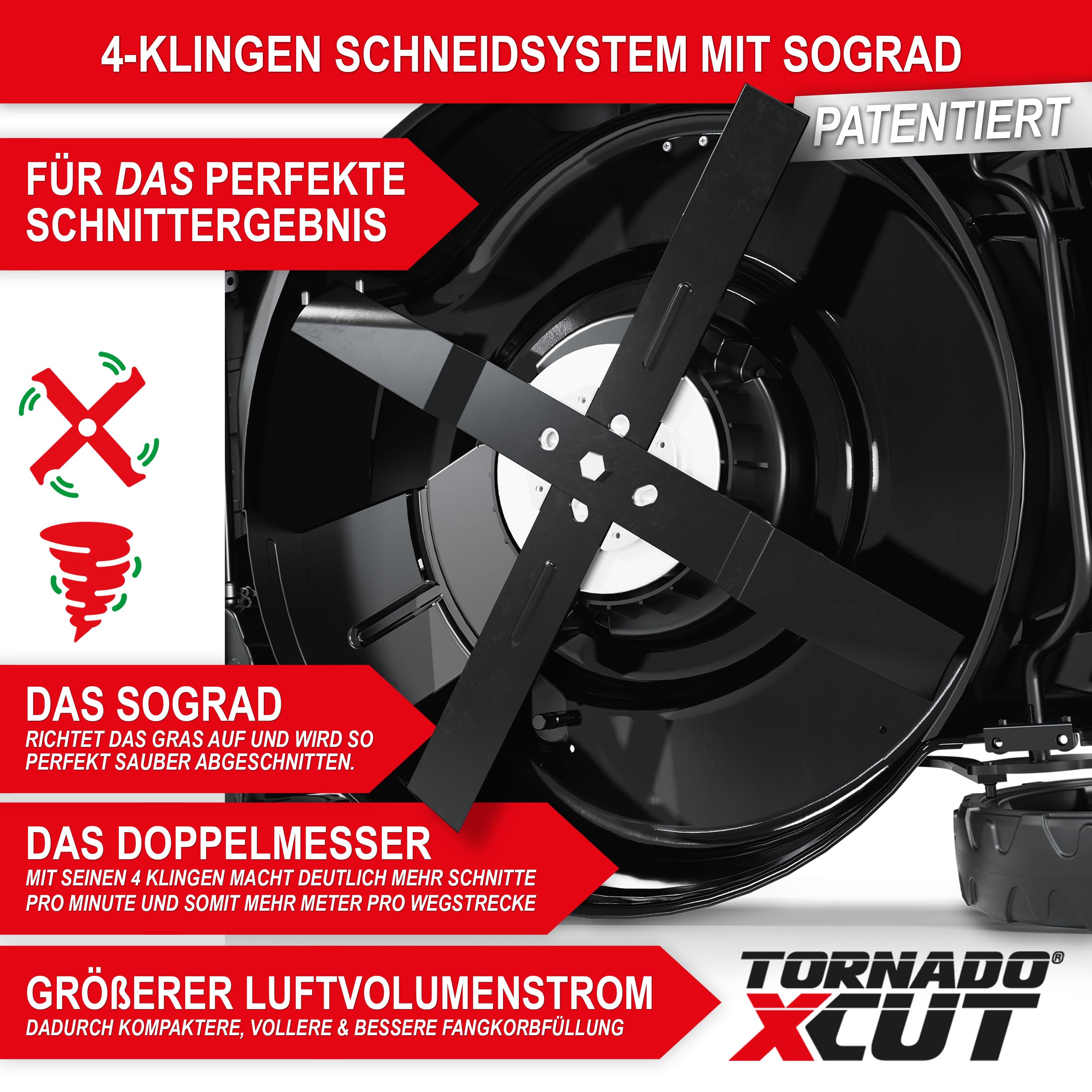 ONBEST Benzin Rasenmäher 5IN1 - Starke 6,5 PS, 4 Klingenschneidsystem & Sograd – 4 Takt Motor – 196 cm³ Hubraum – E-Start – 53 cm Schnittbreite – 60L Fangkorb – Radantrieb – Seitenauswurf