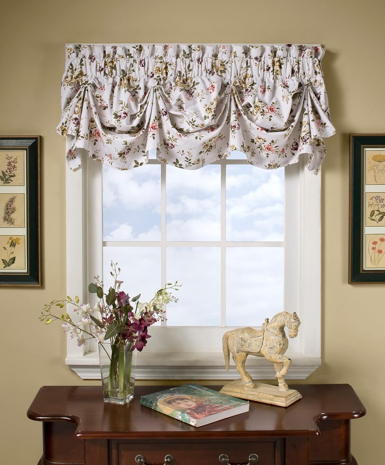 Today's Curtain Rosabel Cotton 16-Inch Duck Tucked Valance, Honey Gold