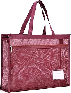 Large Mesh Zipper Pouch Bags, Double-Layer Nylon File Folders, Document Storage Organizer for Travel Study Office