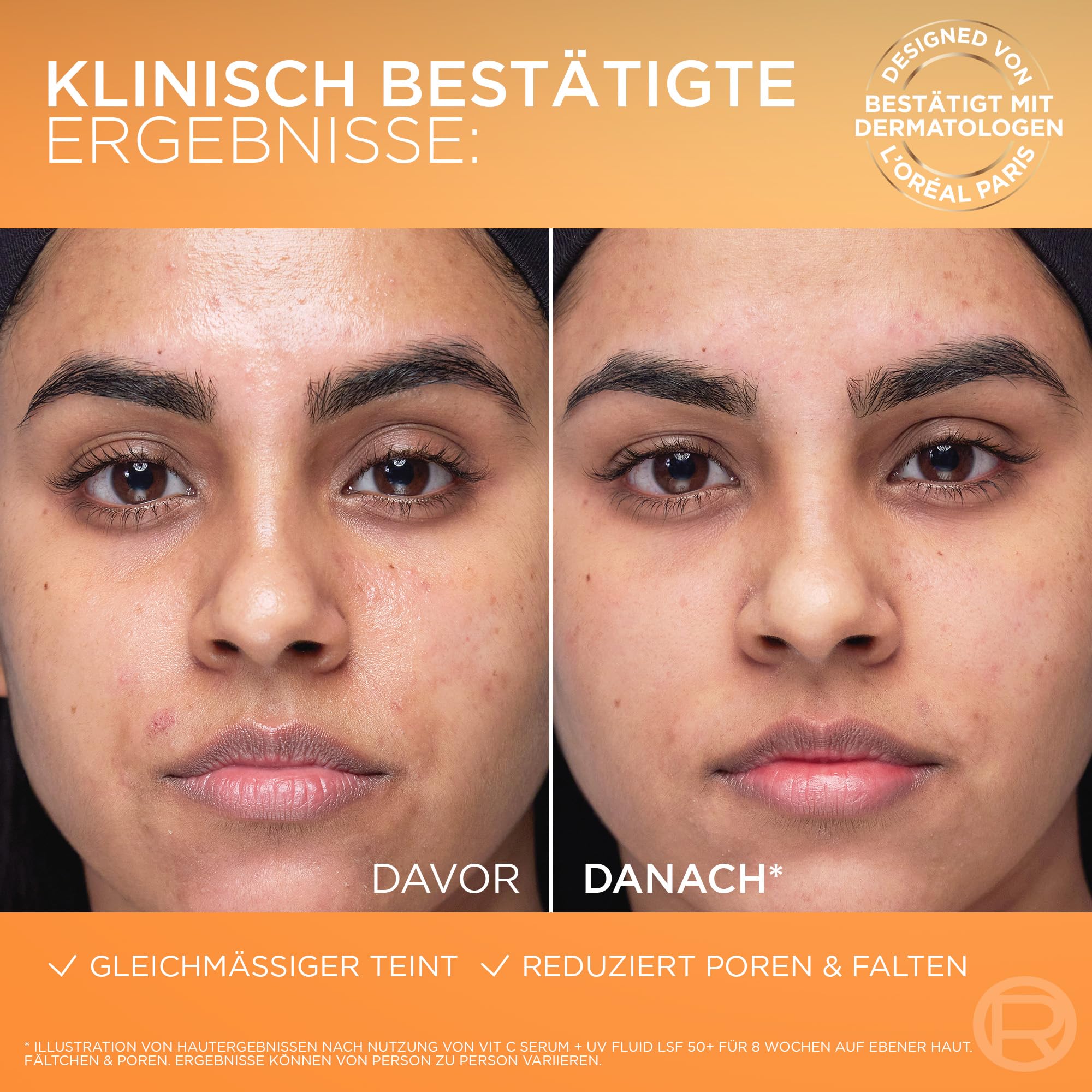L'Oréal Paris Gesichtspflege-Set mit Vitamin C Serum und Anti-UV-Fluid mit LSF 50+, Für einen strahlenden Hautton, Gegen erste Anzeichen der Hautalterung, Revitalift Clinical Vitamin C, 30 ml + 50 ml