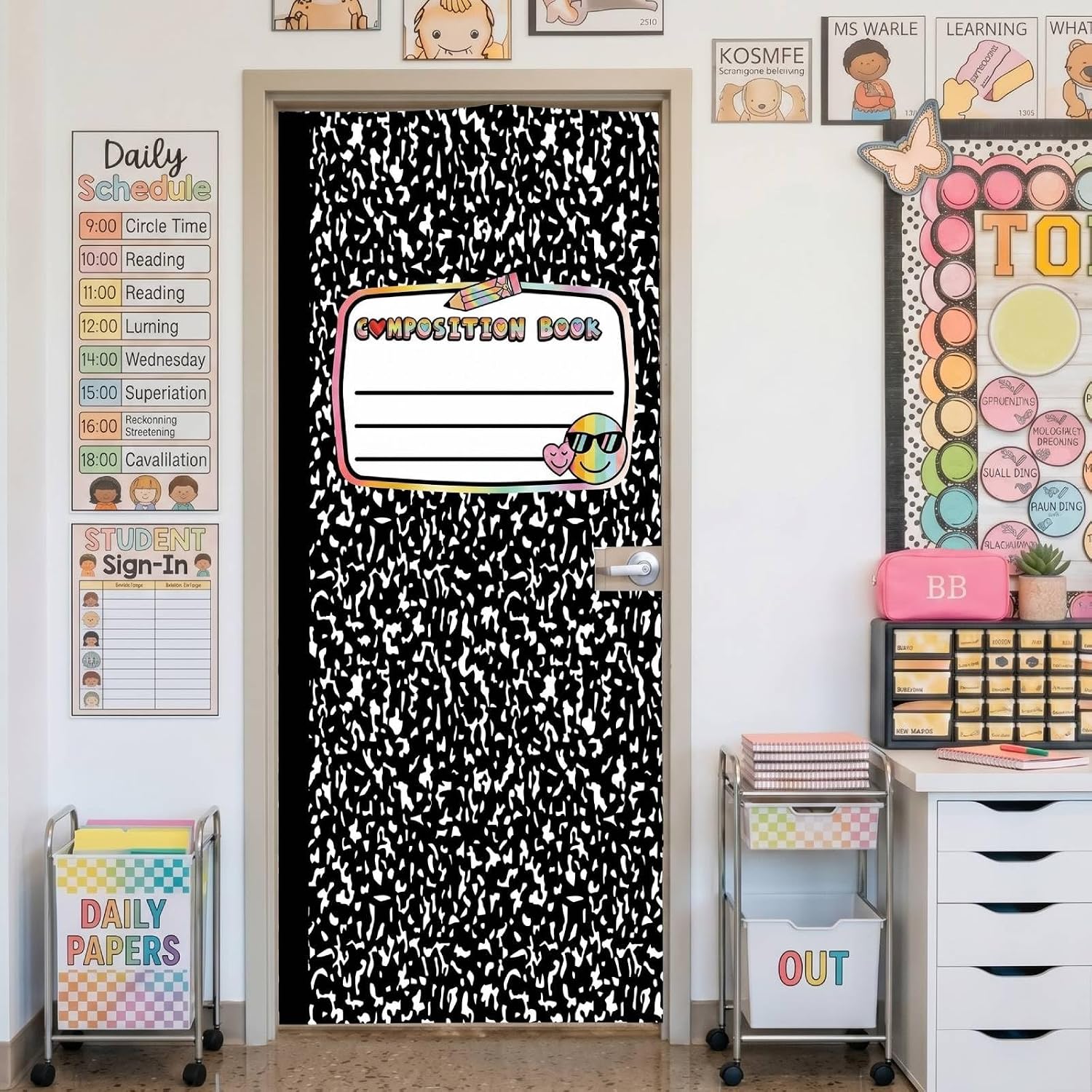 Gueevin 4 Pcs 23''x16.5'' Colorful Composition Notebook Classroom Decor image 3