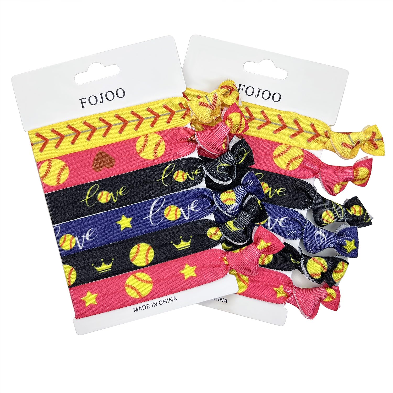 Softball Hair Ties, 12 Pack No Crease Hair Elastics for Girls