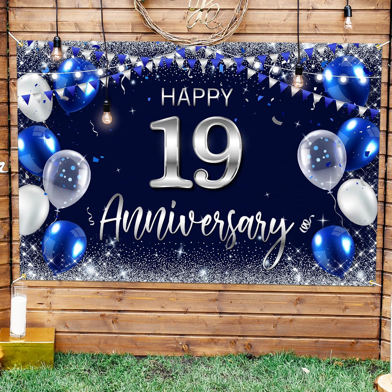 Amazon.com: Happy 19th Anniversary Backdrop Banner Decor Navy Blue