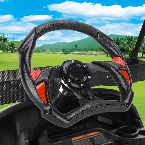 Roykaw Volante de carrito de golf de 12.5 pulgadas O.D Racing Style Volante compatible con EZGO RXVTXTMedalist, Club Car DSPrecedentTempo, Yamaha