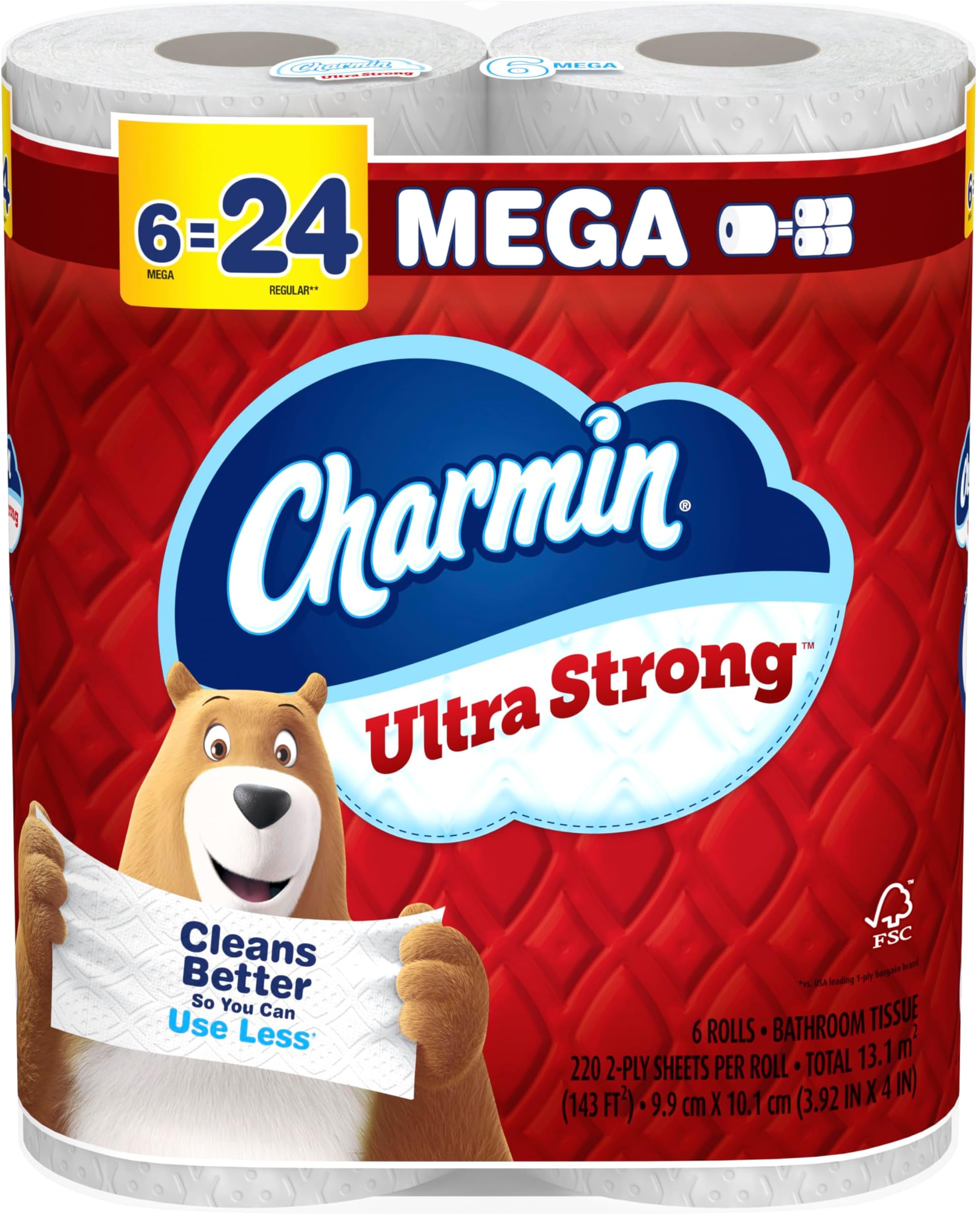 Charmin 超強力トイレットペーパー 6メガロール 1ロールあたり220枚