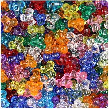 BeadTin Multi Colored Transparent 11mm TriBead Craft Beads 500pcs