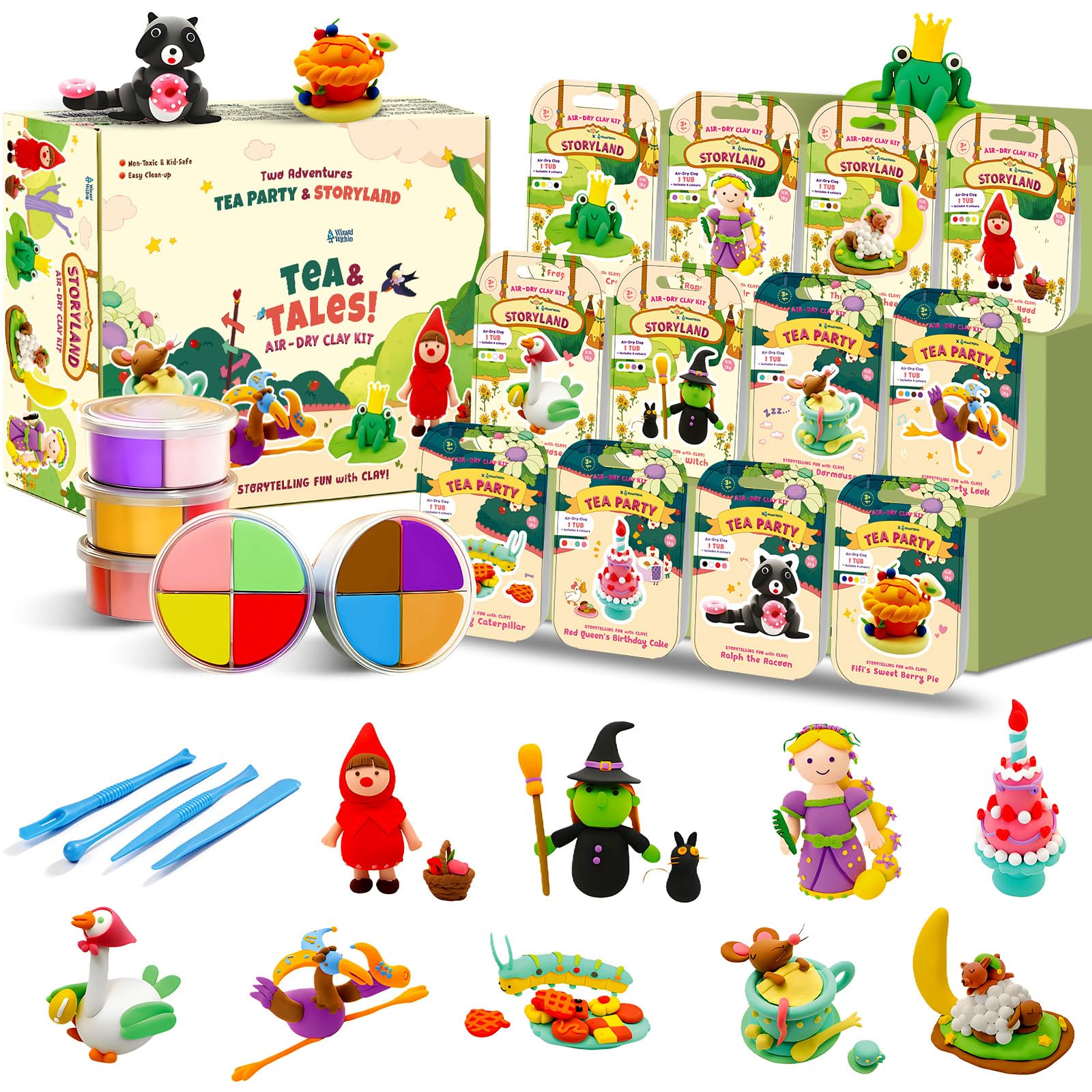 Air Dry Clay Kit for Kids Clay Craft Kits Tale Theme Story Figures 12Box Modeling Clay Set w/Tool&amp;Tutorials,Ultra Soft Non-Sticky Bulk Craft Supplies for Classroom,Birthday,Party,Back to School Gifts