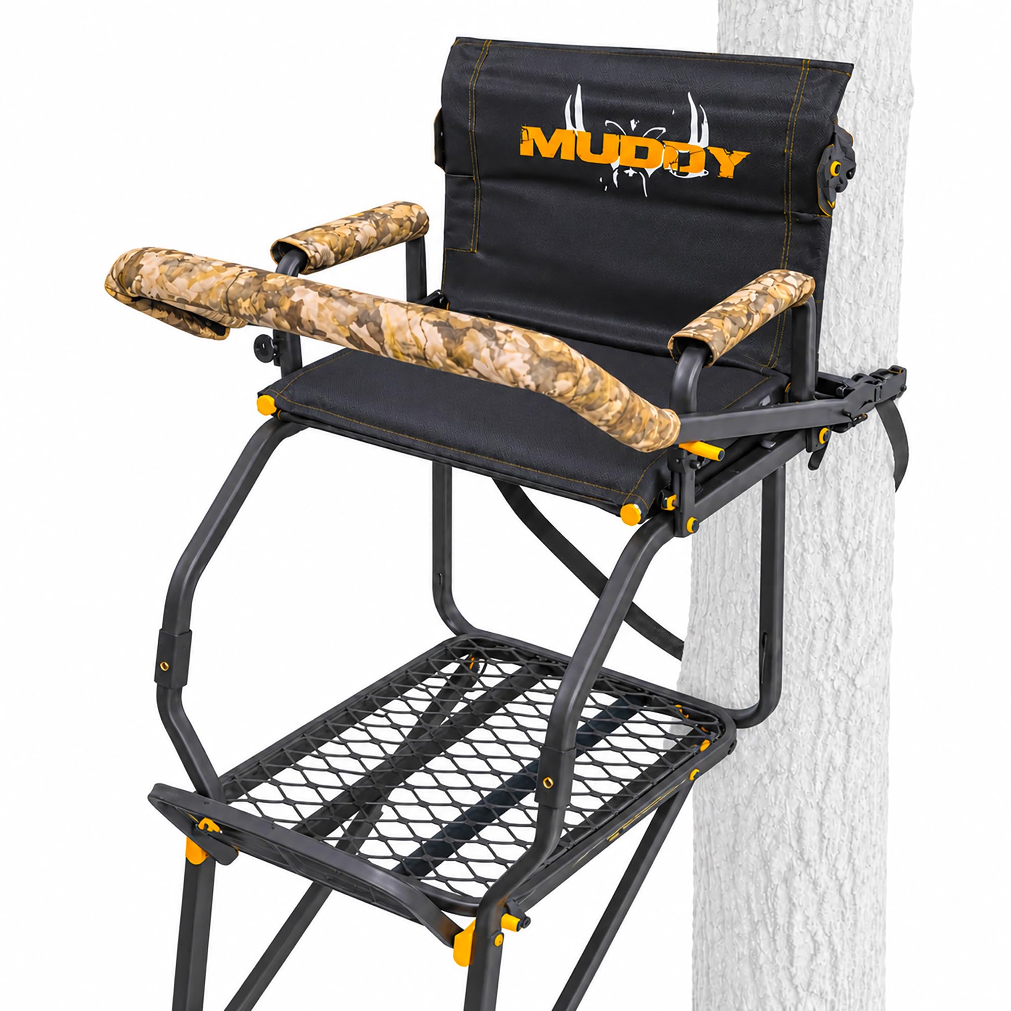 Muddy Outdoor Hunting Climbing Ladder, Tree Stand with Flex-Tek Seat and Steel Frame