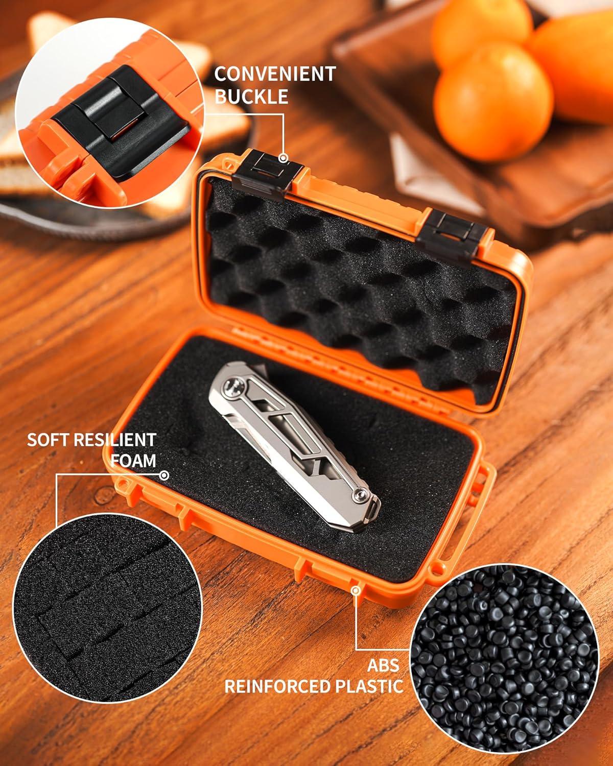 MecArmy B20 Edc Storage Box, Compact Waterproof Hard Case With Removed Foam, Small Dry Container For Outdoor Gear Tools Electronics, Durable Portable Utility Hardshell Case For Home Travel - Orange