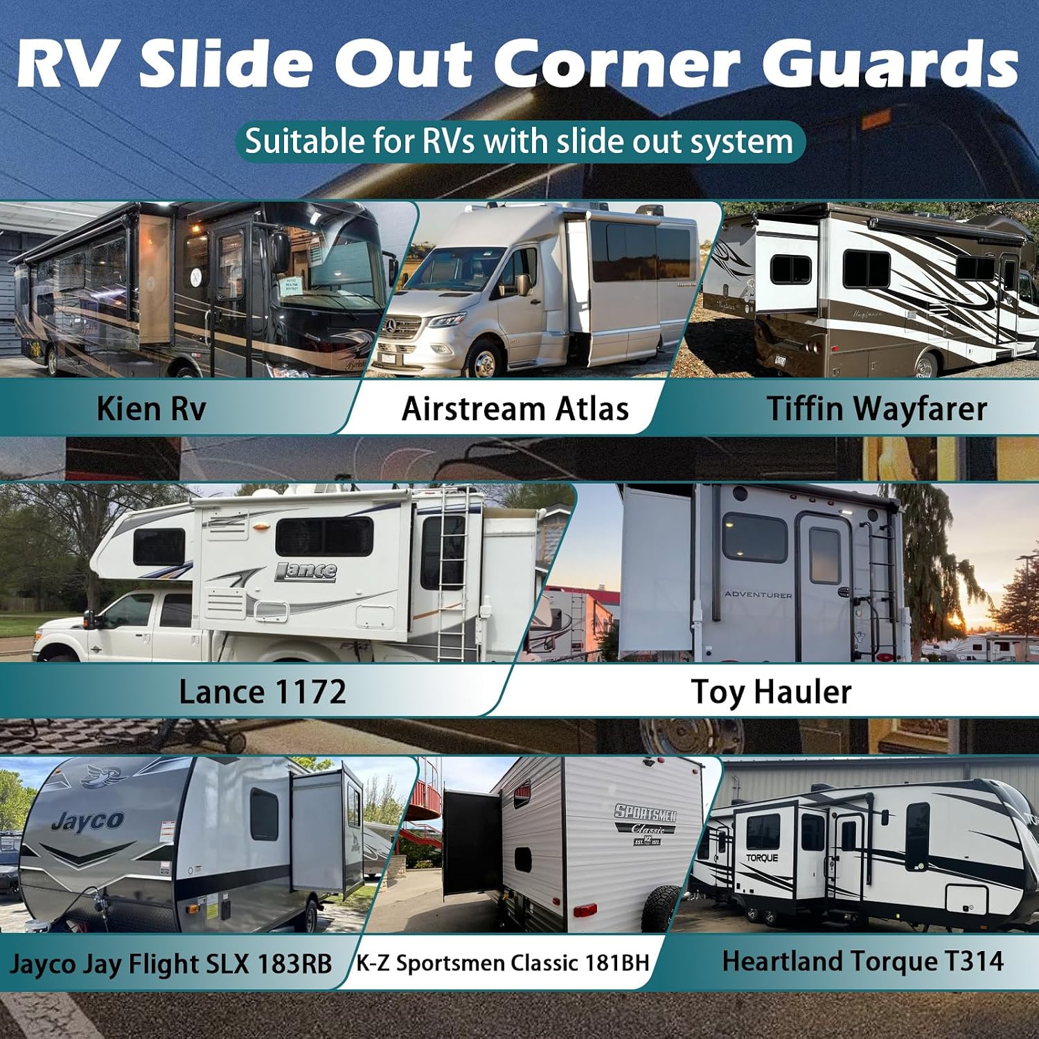 RV Slide Out Corner Guards Compatible with Camper, Trailer Sharp Corners (4 Pack)