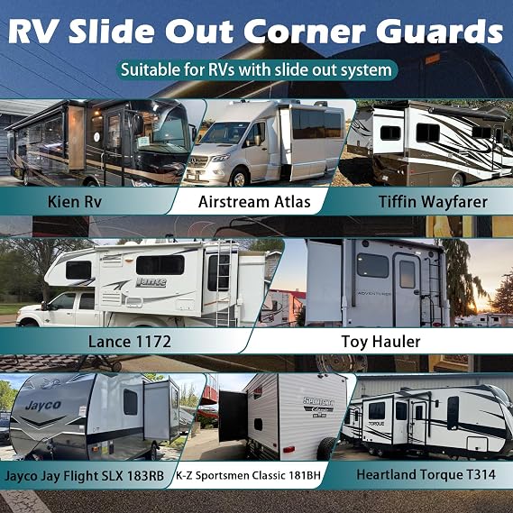 RV Slide Out Corner Guards Compatible with Camper, Trailer Sharp Corners (4 Pack)