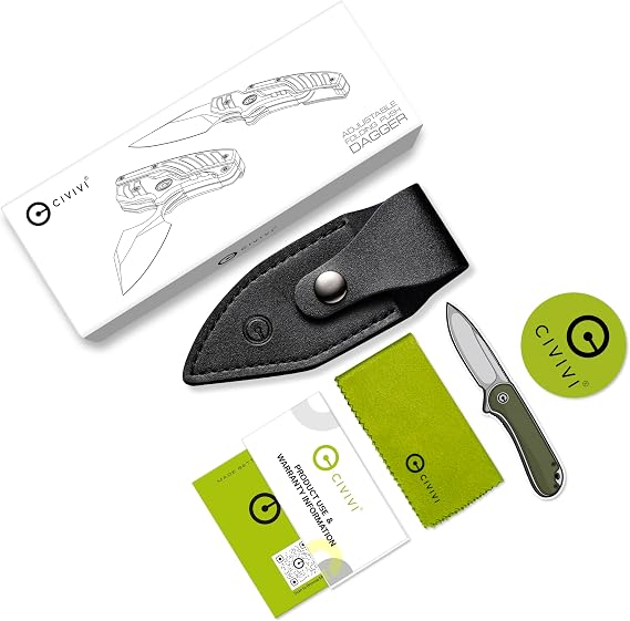 CIVIVI Typhoeus Fixed Blade Knife with Leather Sheath, 2.27 Swedish 14C28N Blade G10 Handle