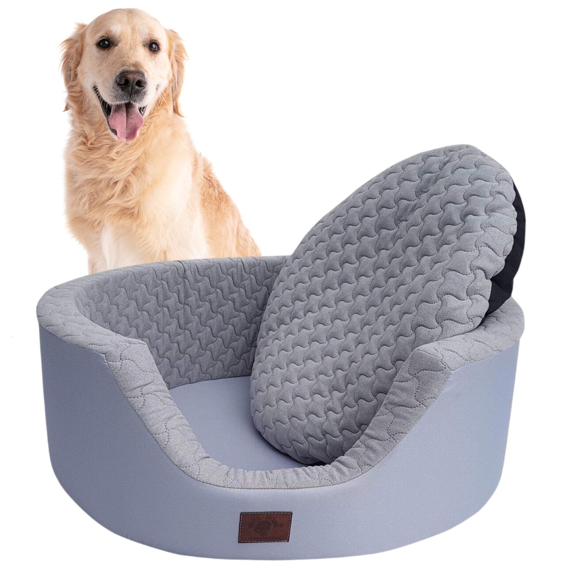 Odolplusz Cuccia rotonda per cani con cuscino reversibile, lavabile, imbottitura in 100% spugna di poliuretano delicata sulla pelle (grigio)
