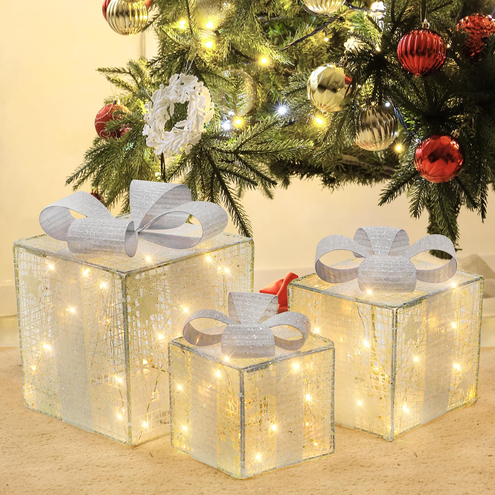 3 Bolsas Grandes Para Árbol De Navidad RICHIE – Hasta 2,3m, Con 2 Bolsitas Decoración, Material PE Impermeable, Cierre Cremallera