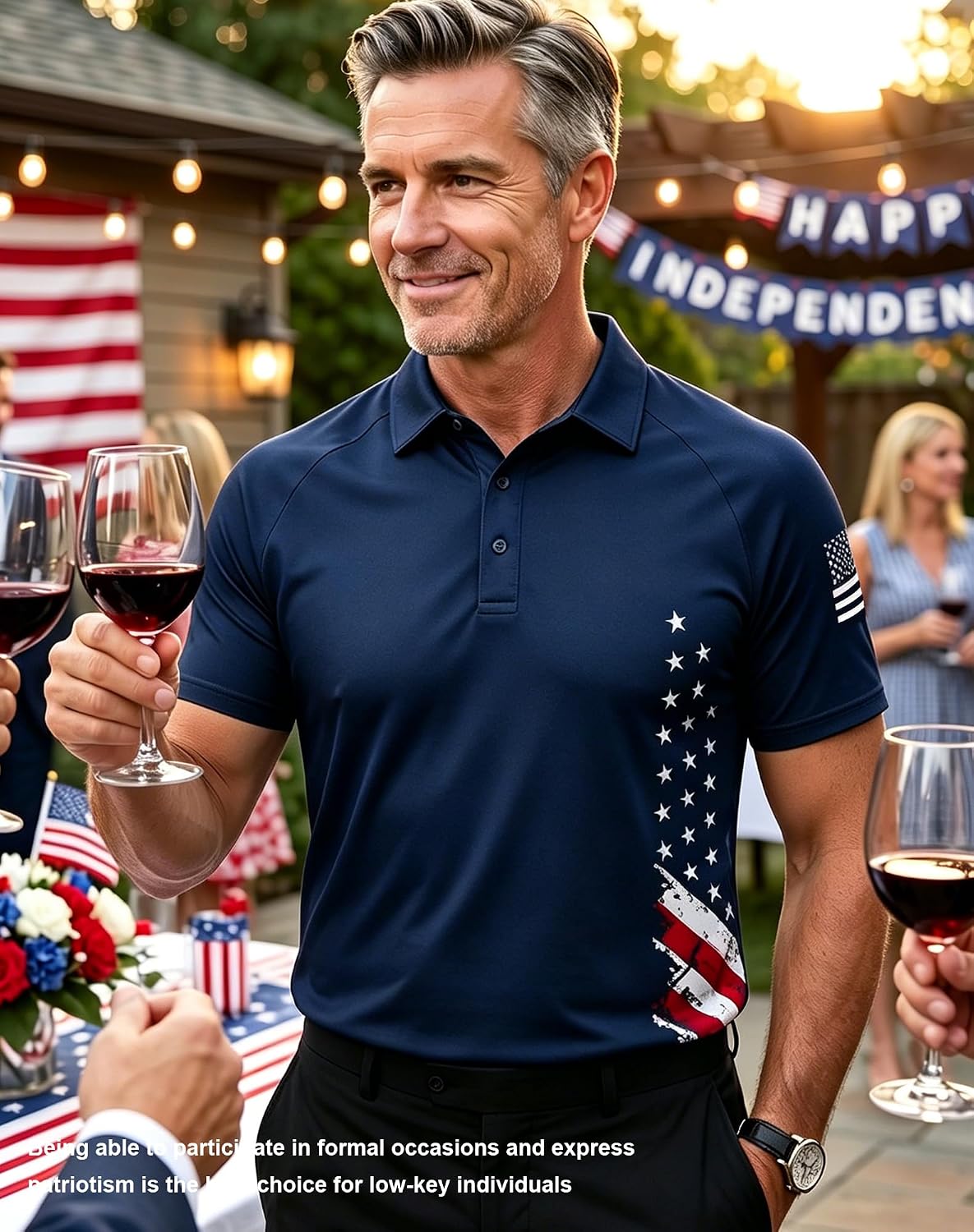redgino Men's Patriotic Polo Shirts Stretch 1776 Independence Day USA Short Sleeve American Flag Graphic Golf Shirt