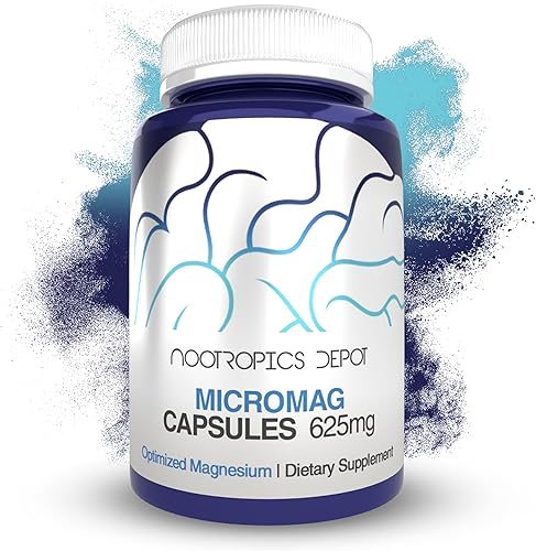 Nootropics Depot MicroMag - Cápsulas de magnesio  625 mg  30 unidades  Contiene 200 mg de magnesio elemental