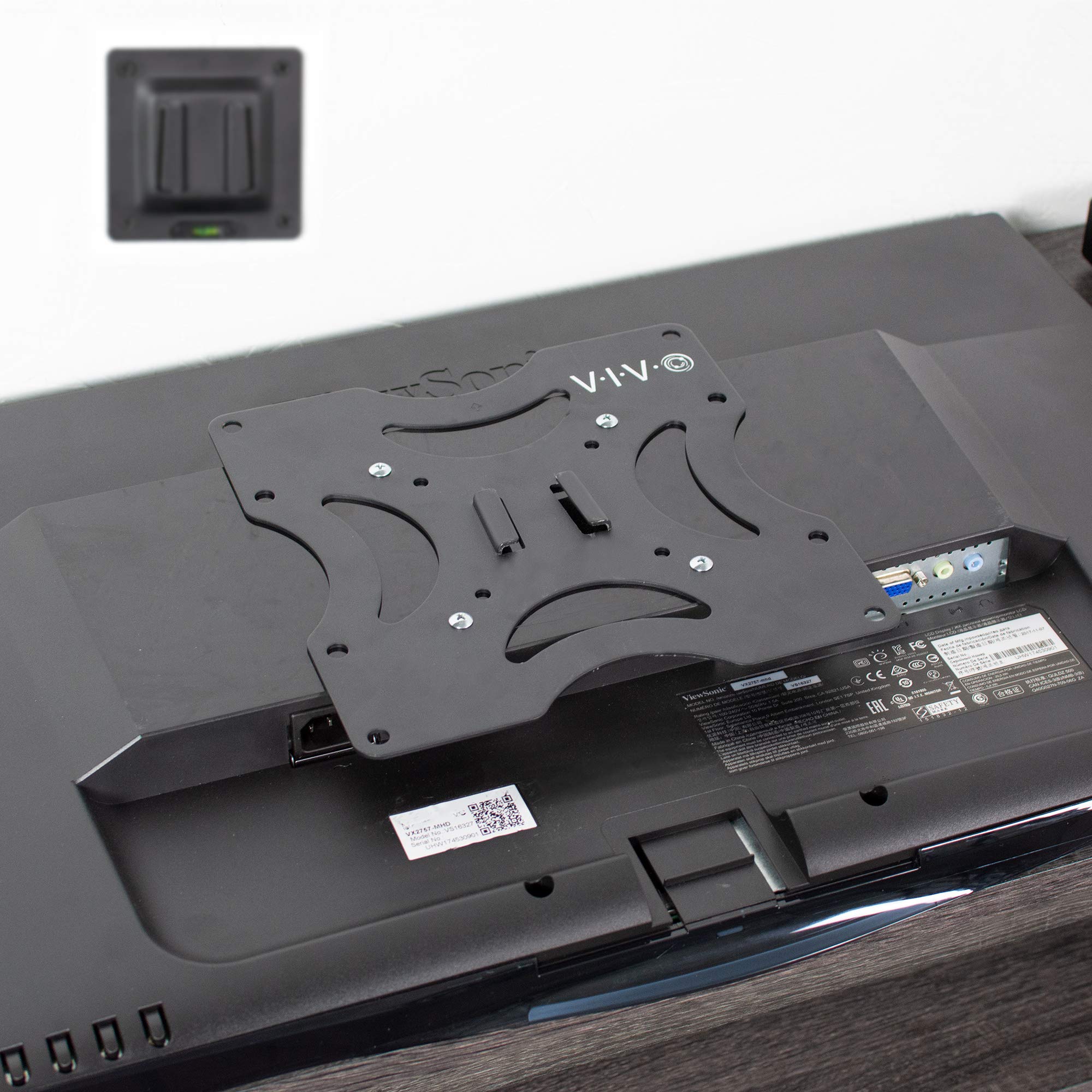 VIVO Supporto da parete per TV Basic per schermi da 23 a 94 cm, max 200 x 200 mm, VESA con piastra di montaggio rimovibile, nero, MOUNT-VW2X2A