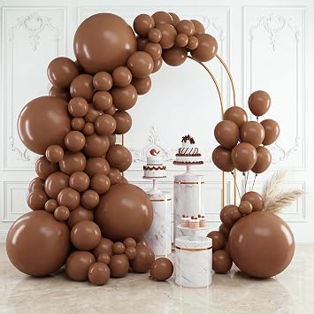 RUBFAC 154pcs Brown Balloons Different Sizes 18 12 10 5 Inches Premium Boho Coffee Brown Latex Balloon Garland Arch for Birthday Party Graduation Wedding Anniversary Baby Shower Decoration