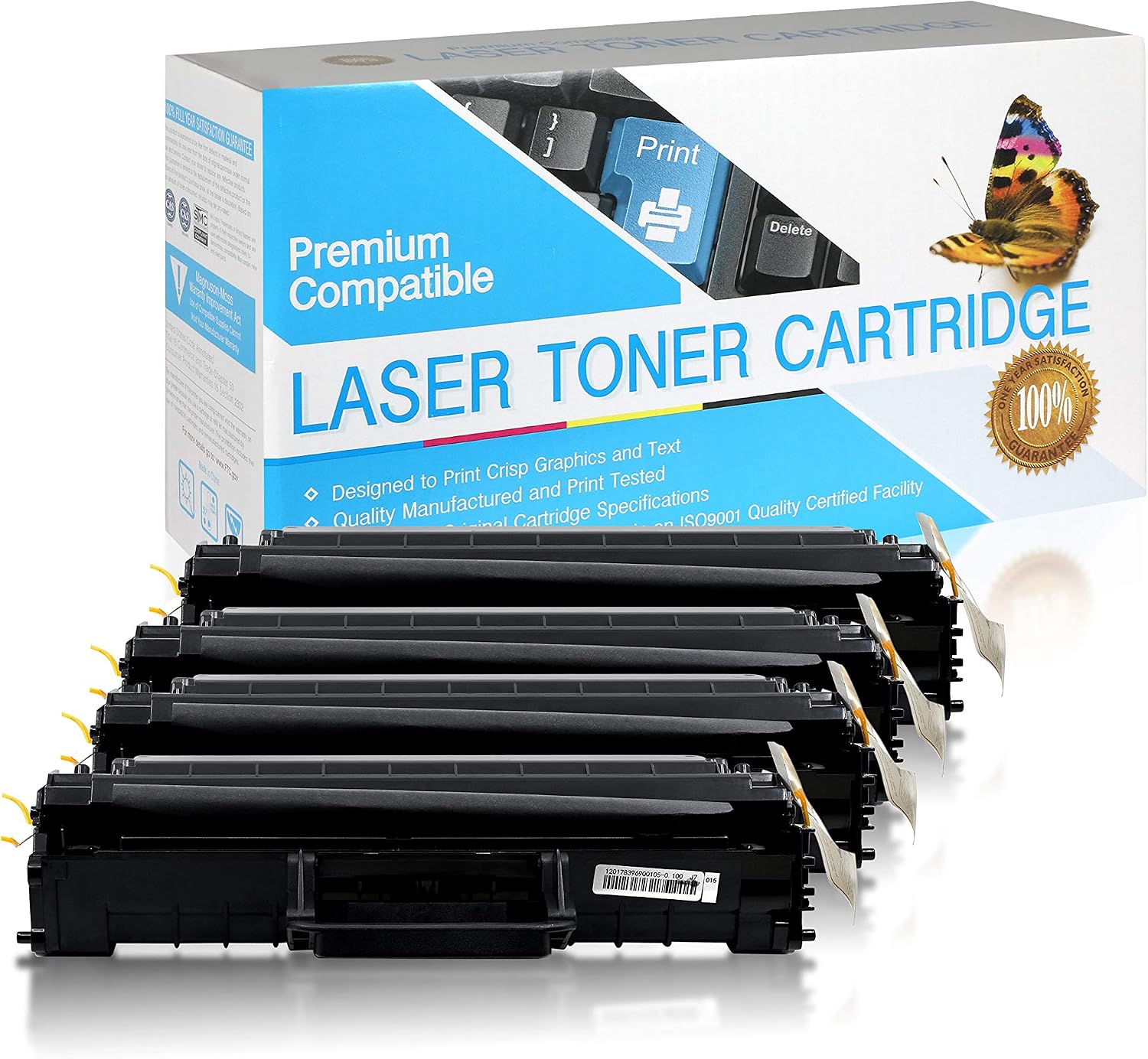 Compatible Toner Cartridge Replacement for Dell Laser 1100 / 1110 / 310-6640 / 310-7660 / GC502 / J9833 (Black,4 Pack)