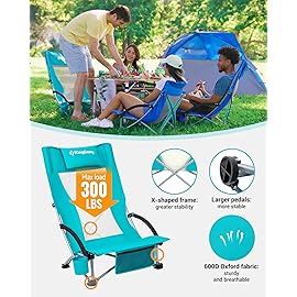 KingCamp Low Beach Chairs 2 Pack, Folding Portable Chair for Adults lightweight Extra Wide Ergonomic High Back Seat 300lbs Heavy Duty Oversized Gear with Carry Bag for Outdoor Lawn Camping Picnic