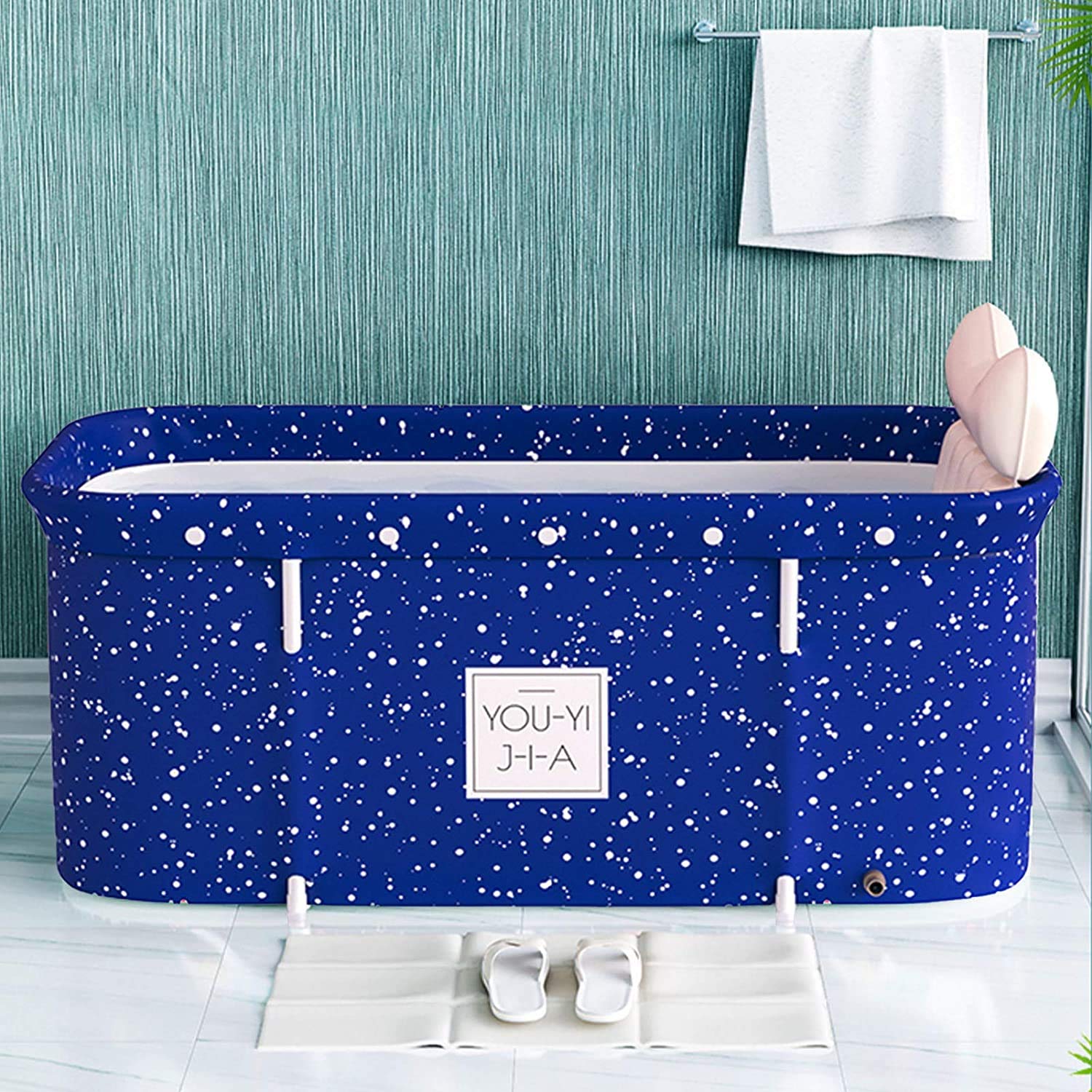 Portable Foldable Bathtub, 120cm Soaking Standing BathTub With backrest, Foldable Soaking Bathing Tub for Adults, Separate Family Bathroom SPA Tub, Ideal for Hot Bath Ice Bath