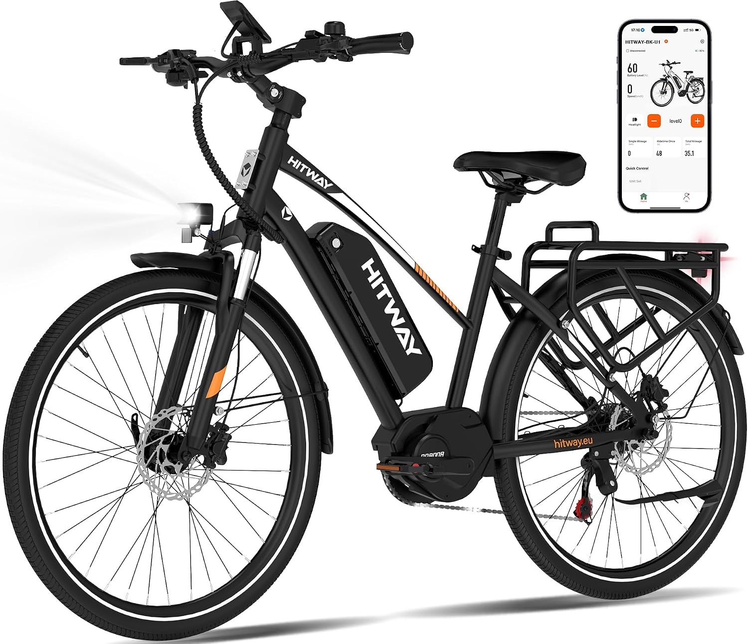 HITWAY 27,5 Zoll E-Bike mit Mittelmotor, 250W, 70Nm