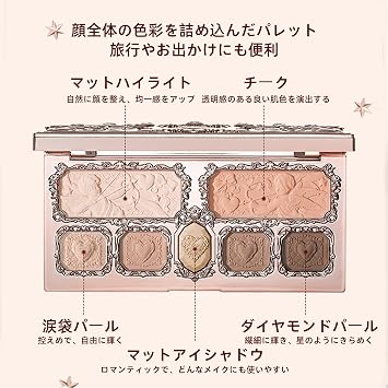 Flower Knows Strawberry Cupid, Face Palette, Cheek Eyeshadow Highlights 3-in-1, Makeup Palette
