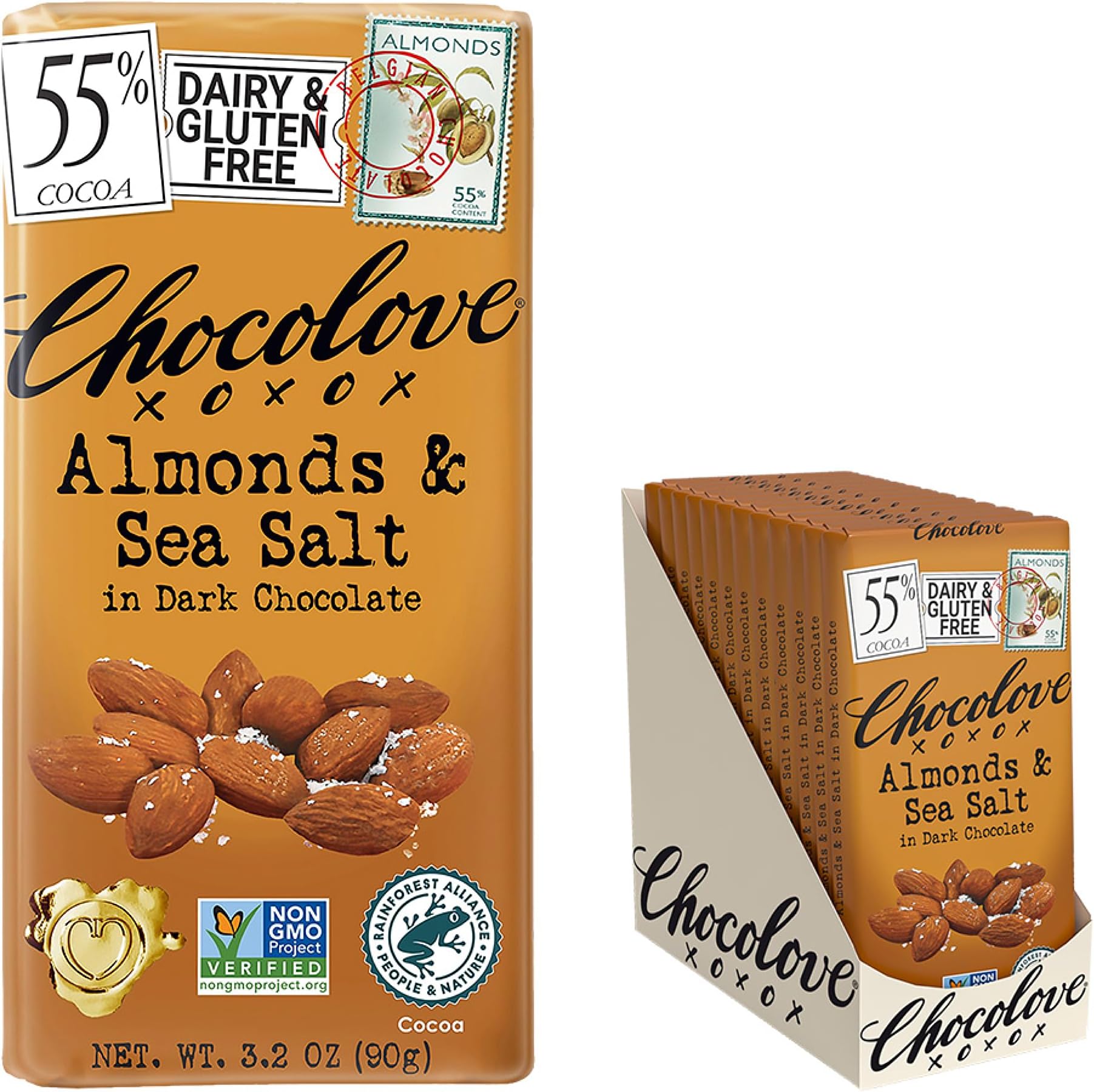Chocolove Almonds & Sea Salt Dark Chocolate Bars 55